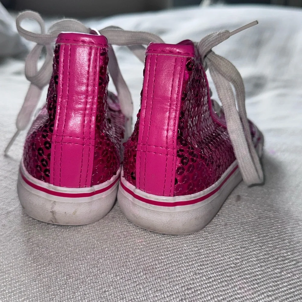 Weissman Pink and White High-Top Sneakers - Picture 3 of 3